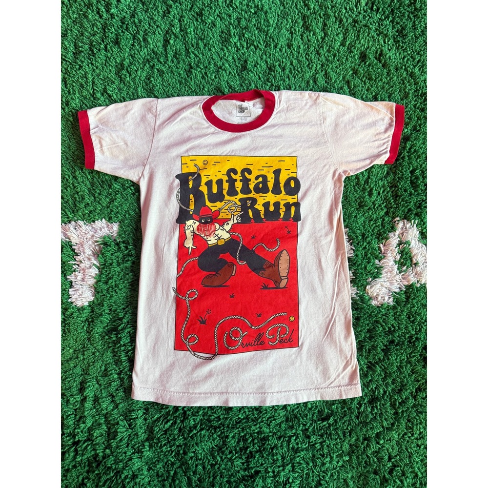 Orville Peck Buffalo Run Ringer T-Shirt Cream Red Graphic Tee The Thread Shop